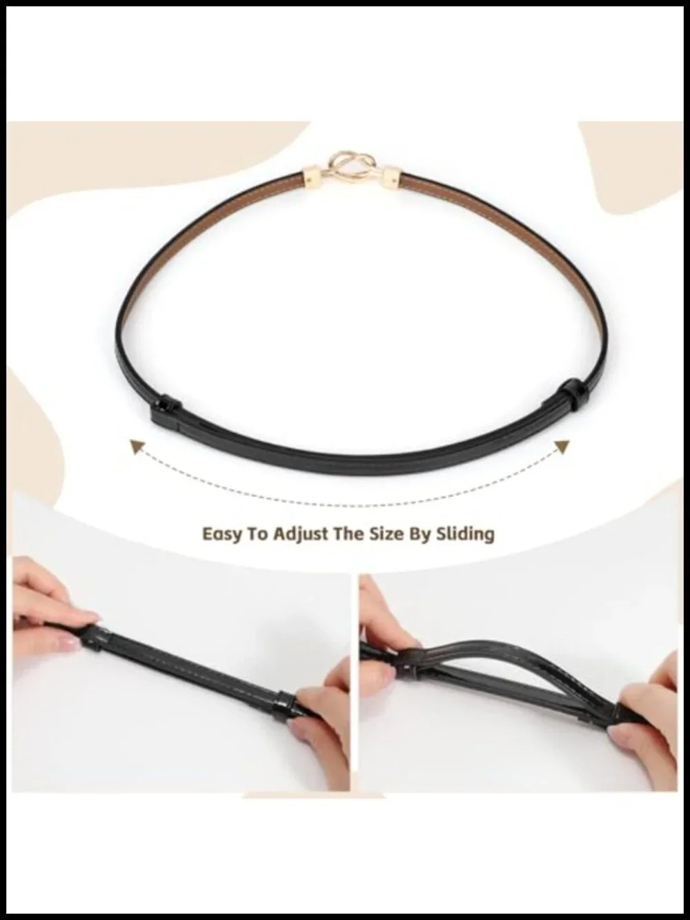 Faux Leather Skinny Belt for Women Adjustable Waist Belt with Buckle